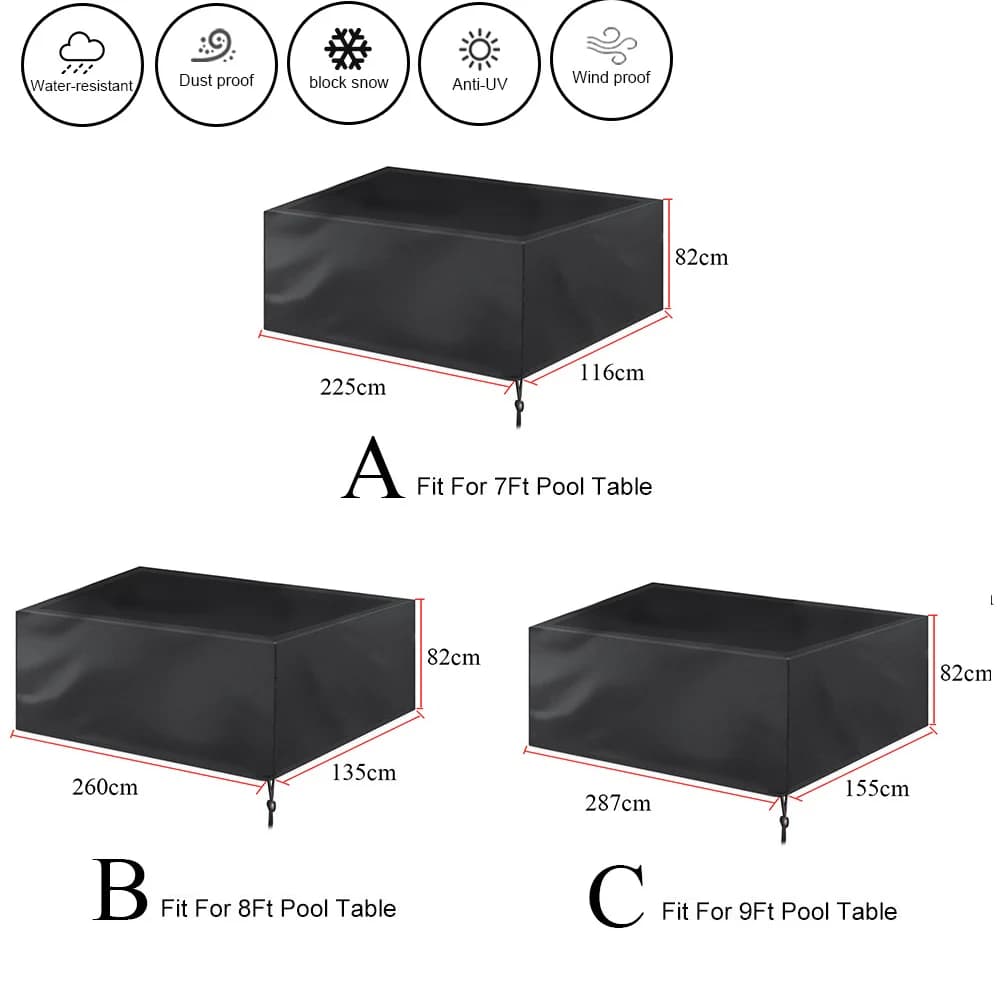 Couverture de Table de billard, étanche à la poussière, piscine extérieure solide avec cordon de serrage, 7 8 9 pieds, protection anti-poussière, tissu Oxford