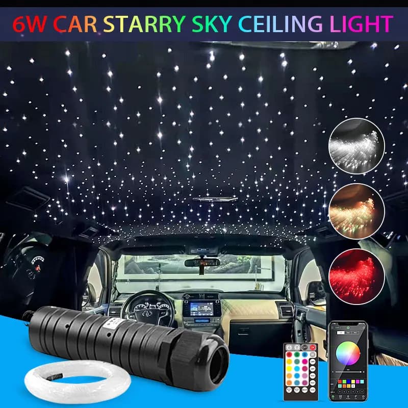 Lumière LED ciel étoilé 6W, accessoires de décoration intérieure de voiture, plafonnier en Fiber optique