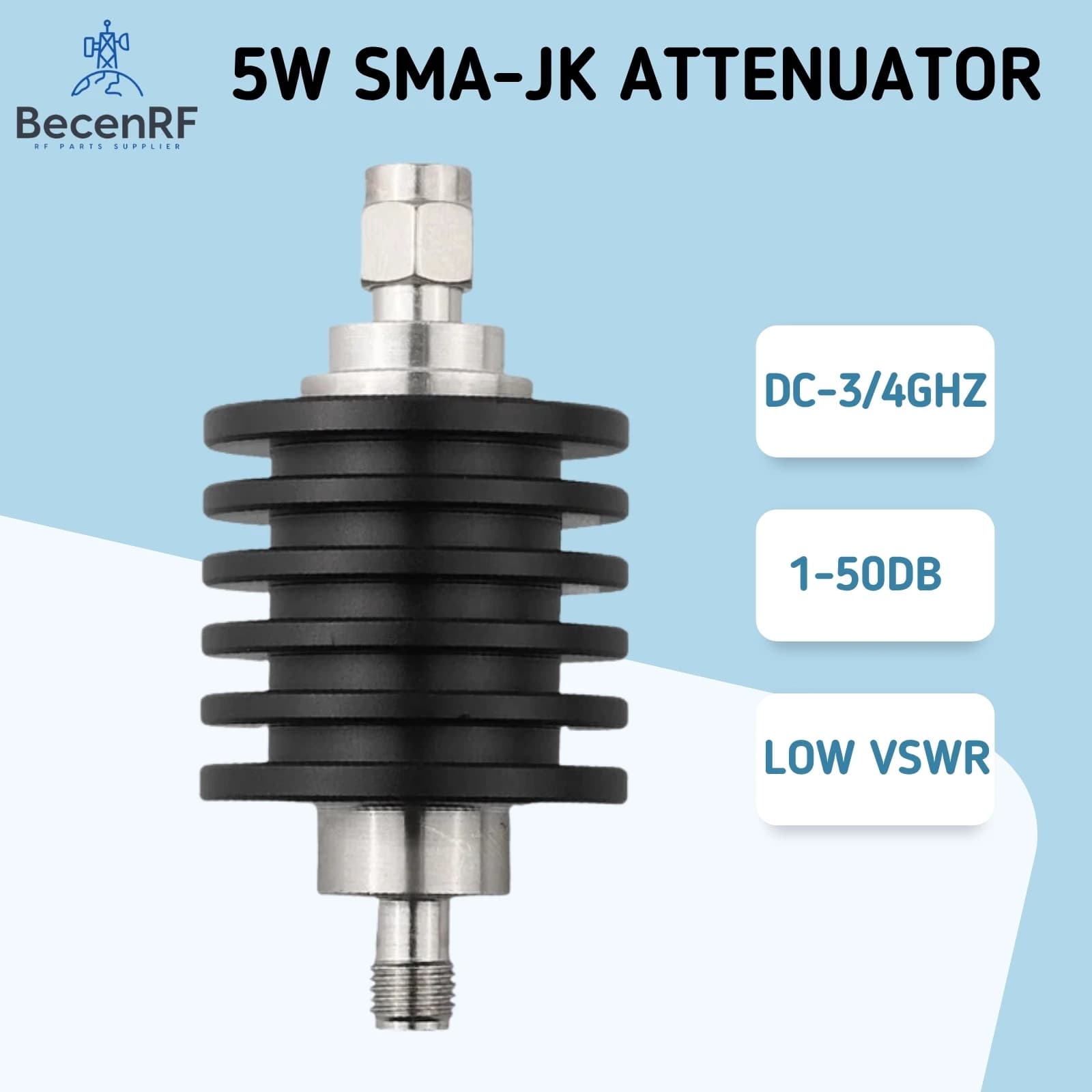 Atténuateur coaxial SMA femelle vers mâle 5W DC-3GHZ/4GHZ 50ohm 1dB 2dB 3dB 10dB 20dB 30dB pour laboratoire