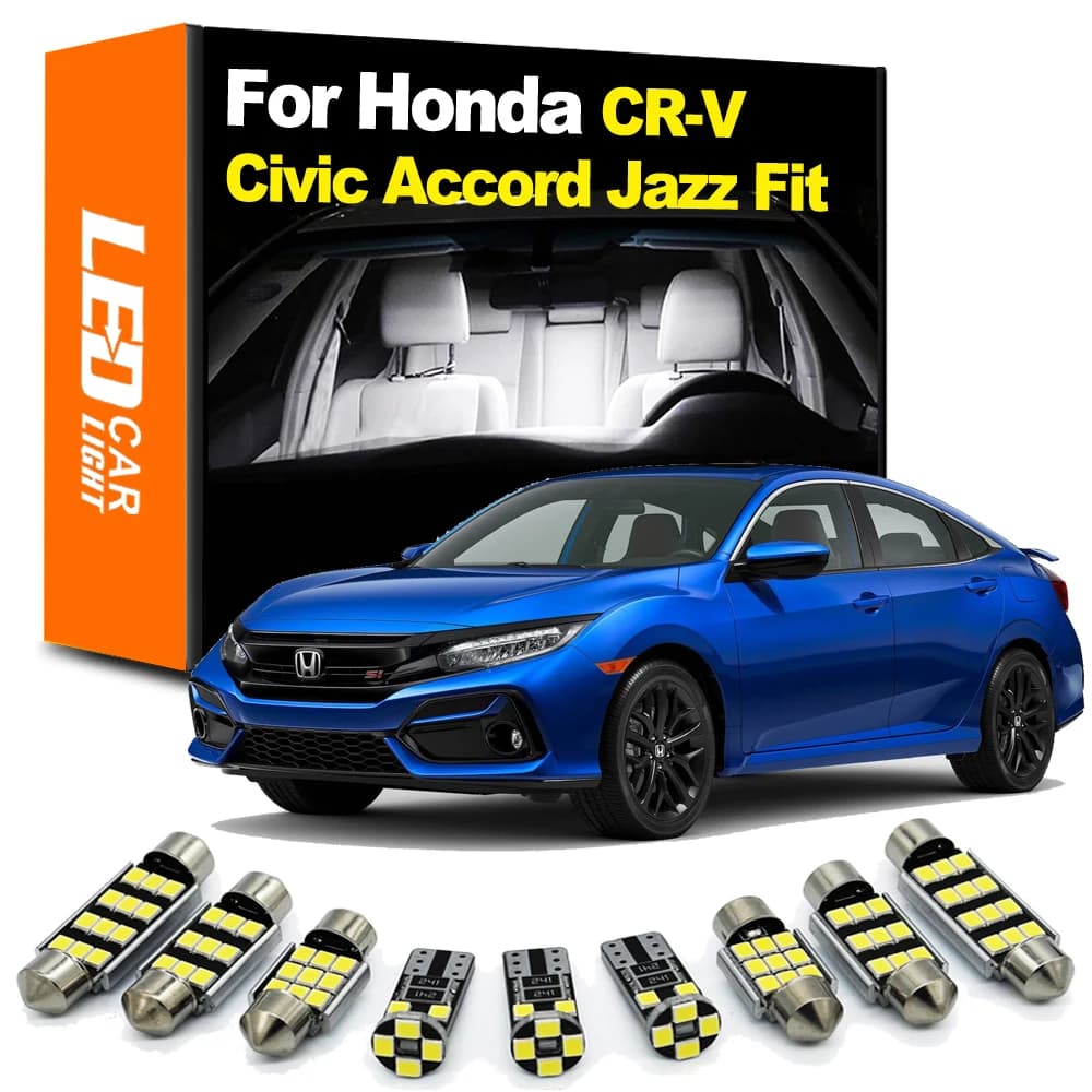 Zoomsee-Kit d'éclairage LED intérieur pour Honda Civic, CR-V CRV Accord Fit Jazz Canbus, ampoule intérieure du véhicule, coffre de lecture breton, pas courageux