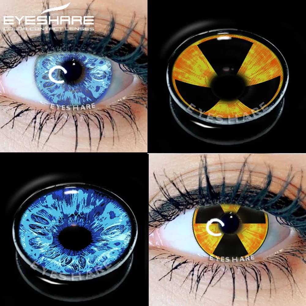 EYESHARE-Lentilles de Contact Colorées pour les Yeux, Cosplay, Dessin Animé, Bleu, Jaune, Halloween, Maquillage de miles