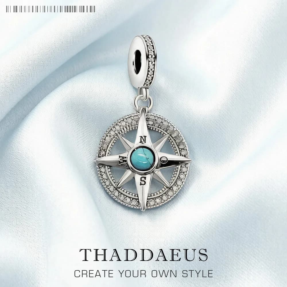 Pendentif en argent regardé 925 pour hommes et femmes, breloque boussole, bijoux fins vintage, tout neuf