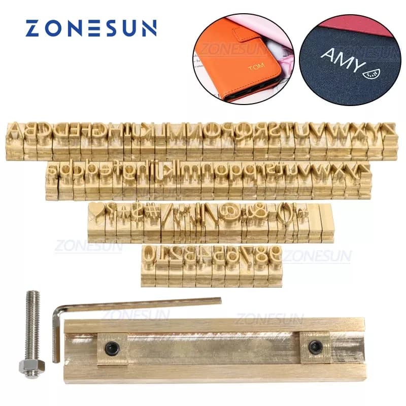 ZONESUN-Timbre de lettres de l'alphabet en laiton, timbre en cuir, outil d'estampage artisanal, fer de marquage, feuille chaude, machine d'estampage, moule