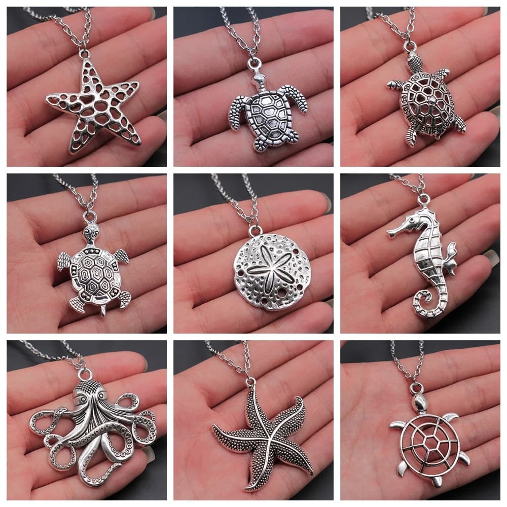 Collier pendentif animal marin, bijoux d'été, pendentif vie marine, étoile de mer, DolDave Shriajmer, tortue de mer, poulpe, colliers de la présidence