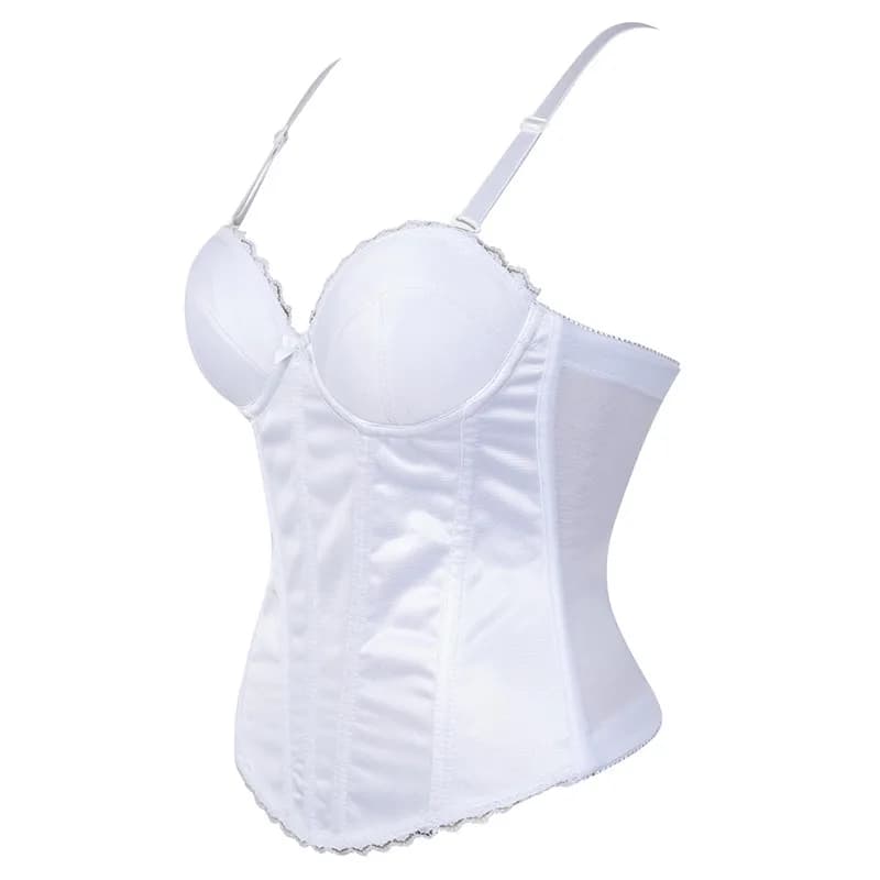 Corset Sexy à Bretelles en Coton Noir et Blanc pour Mariage, Sous-Vêtement avec Bonnet, Bustier Modelant le Corps