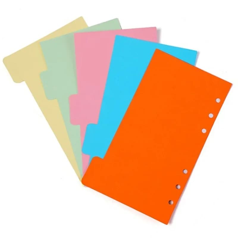 Pages de séparation d'index de classeur 5 pièces/ensemble, pour carnet de notes à feuilles mobiles, onglets d'index pour Scrapbook, planificateur, Page d'indexation, signet A5 A6