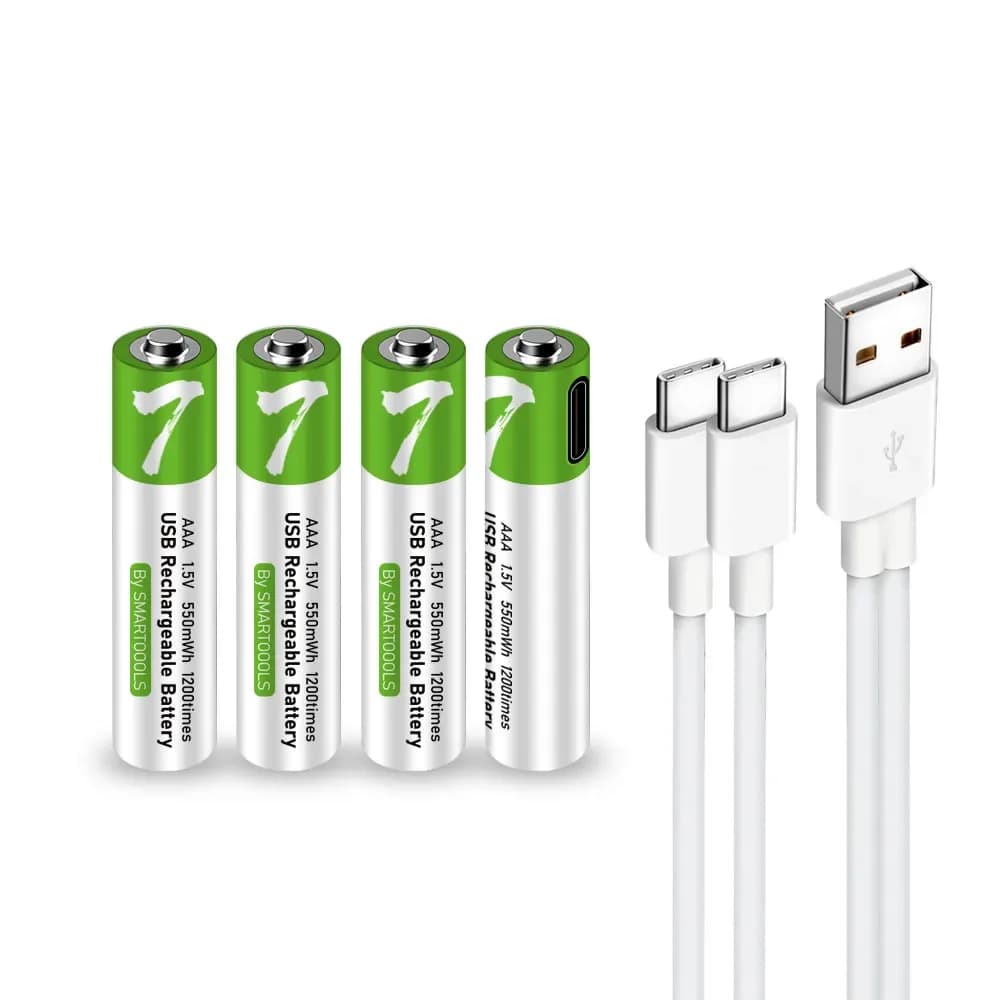 Batterie Li-ion rechargeable USB SMARTOOOLS 1,5 V AAA 550 MWh pour télécommande, souris sans fil, jouet + câble de charge TYPE_C