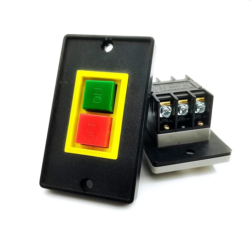 Qcs1 AC 220/380V 2kW 10A, interrupteur de commande de moteur de perceuse d'établi, bouton d'arrêt de démarrage, 6 bornes à vis