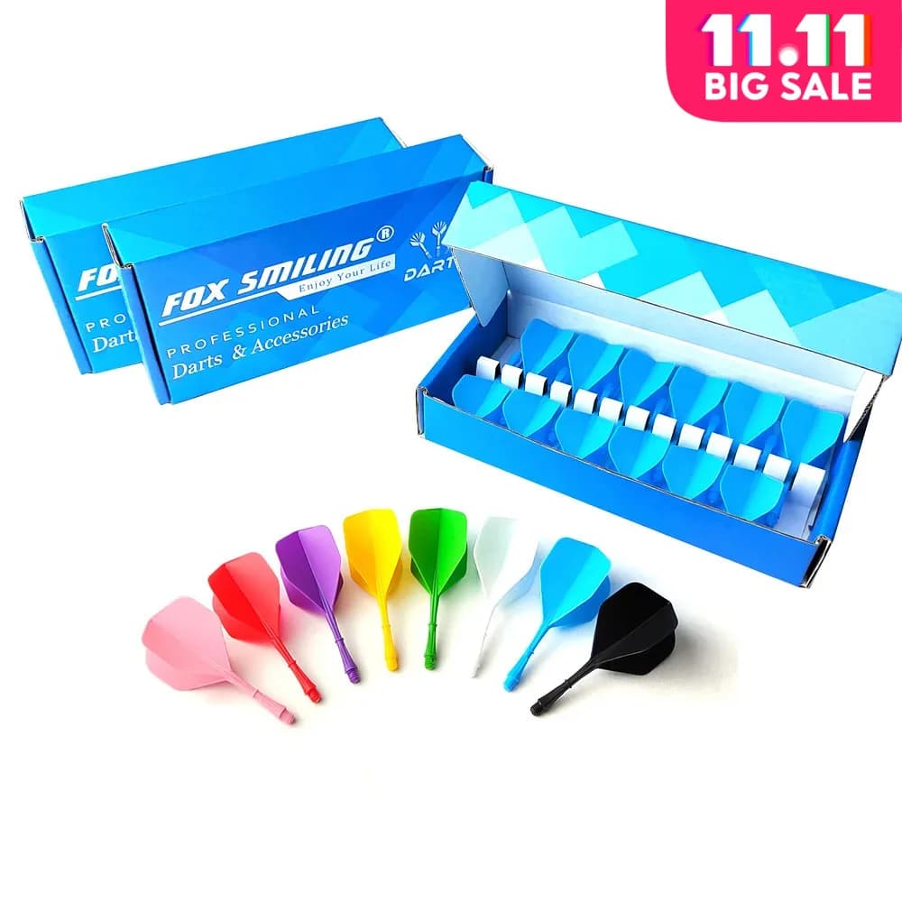 FOX SMILING Ailes de fléchettes et tiges 12 pièces, Ailes de fléchettes et tiges intégrées, Vis 2BA, Ensemble d'accessoires de fléchettes tout-en-un, Durable et anti-chute