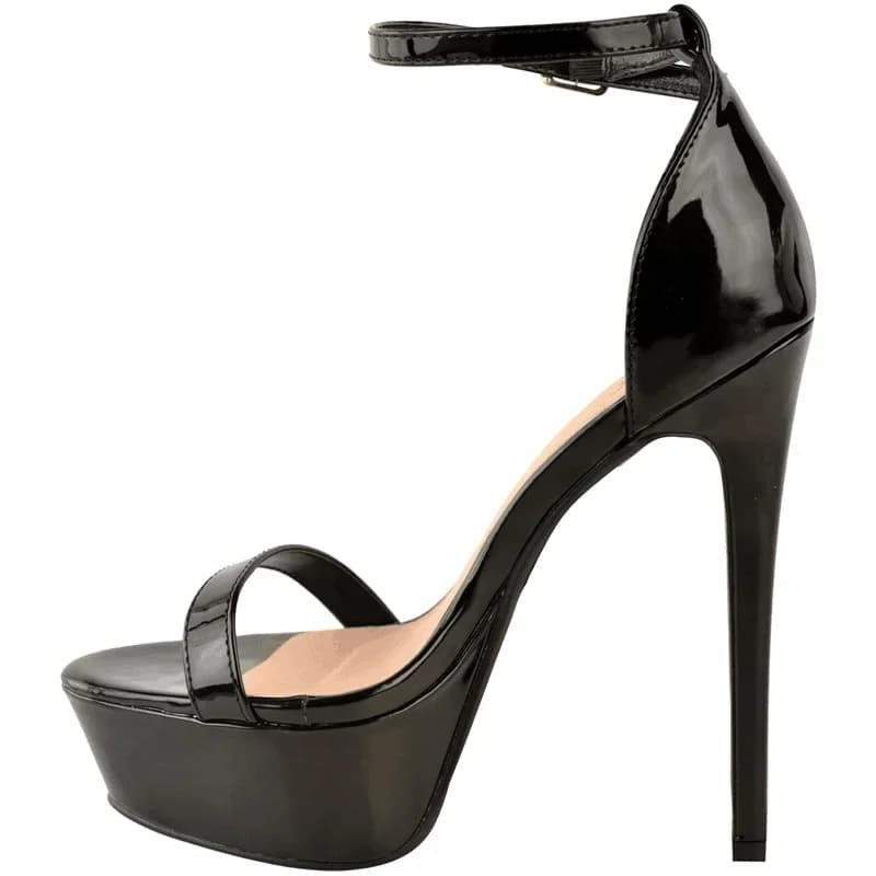 Femmes sandales Sexy bout ouvert 14 cm souper Flash talons hauts en cuir verni discothèque plate-forme fête rouge chaussures de mariage grande taille 44