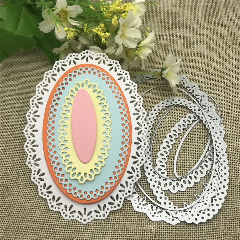 Matrice de découpe en métal pour scrapbooking, cercle nar, cadre festonné, timbre en papier carimplanté, matrice d'estampage, nouveau bricolage, ensemble de 6 pièces
