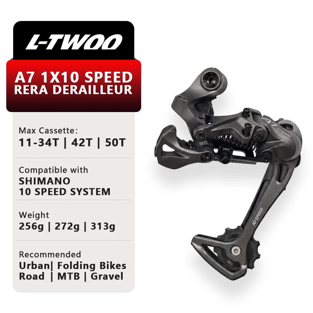 Dérailleur arrière LTWOO A7 10 vitesses pour VTT, compatible DEORE