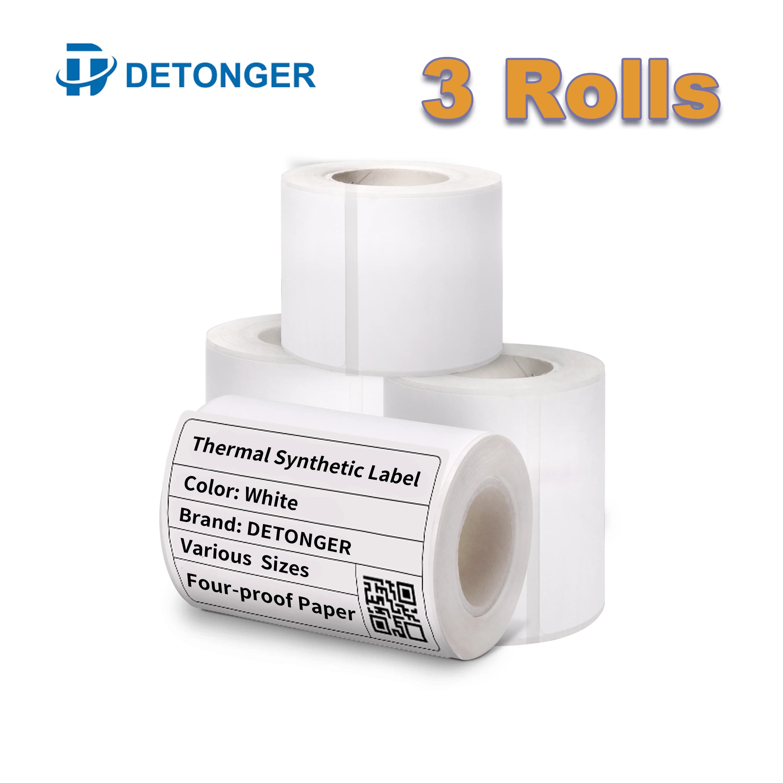 Papiers d'étiquettes adhésifs thermiques pour DETONGER P1 DP23 DP30 DP80, 3 rouleaux d'autocollants imperméables et résistants à l'huile et à la déchirure