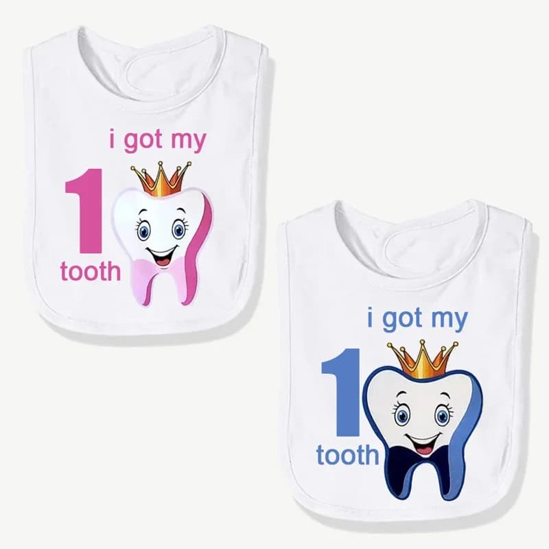 Garçon ou fille j'ai mon premier bavoir à dents bébé douche sexe révéler cadeau présent 1er anniversaire anniversaire fête Photo accessoires