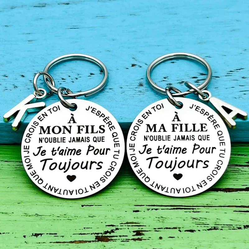 Porte-clés cadeau inspirant français à mon fils, fille, je t'aime pour toujours, meilleure idée cadeau pour fils et fille, cadeaux de bas