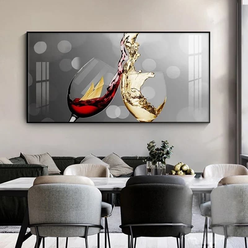 Peinture sur toile de verre à vin rouge abstrait, impression et affiches, mur de salle à manger et de cuisine, décoration de la maison moderne, art mural, gérer