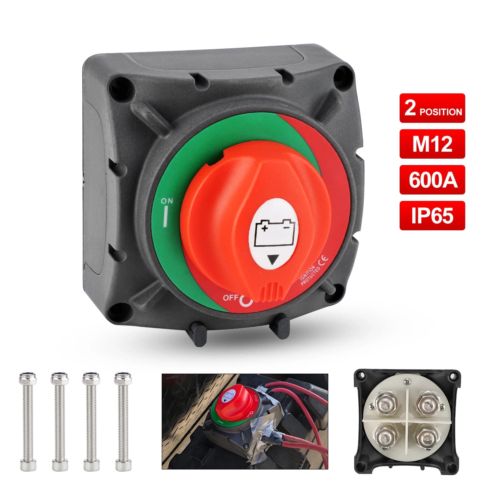 Joli de batterie à double pôle, 12-48V DC, 600Amp, 720-DP/B