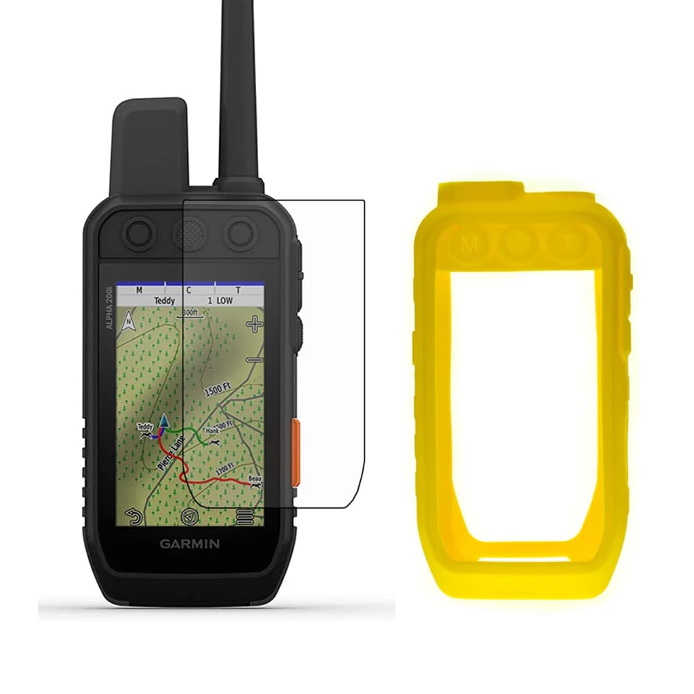 Étui en silicone + Film de protection d'écran LCD pour GPS portable Garmin Alpha 200i 200 Alpha200i Alpha200i, accessoires