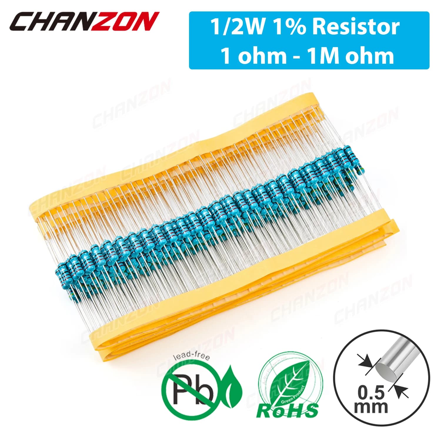 100 pièces 1/2W 1% résistances à film métallique 1ohm - 1M ohm 1/2 watts 0.5W haute précision MF résistance fixe 2.2 1ohm 1k 100k 2.2K 330ohm