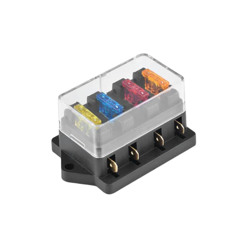 1 ensemble de boîtier de fusibles de relais moyen noir à 4 voies pour voiture avec 4 fusibles pour 12V 24V
