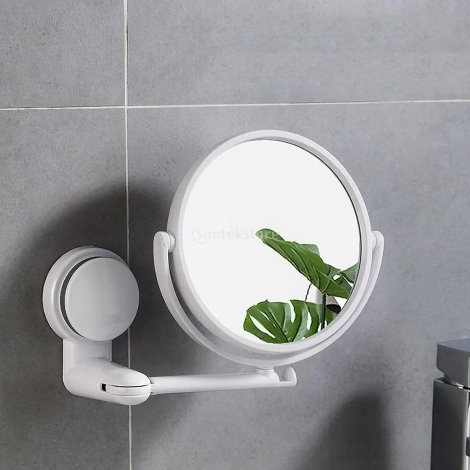 Miroir de maquillage mural, pliable et extensible, sans perçage