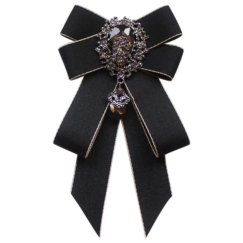 Broche de nœud papillon en ruban rétro fait à la main, strass en cristal, costume pour hommes, épingle de col de chemise, sangle de luxe, accessoires de bijoux