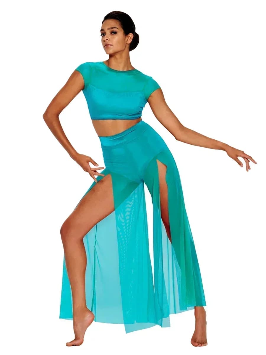 Midee Modern Ballet Dance For Women Mesh top Pantalon large with 2 Lyric packages Ballet Actress Girls Children's stage Clothes