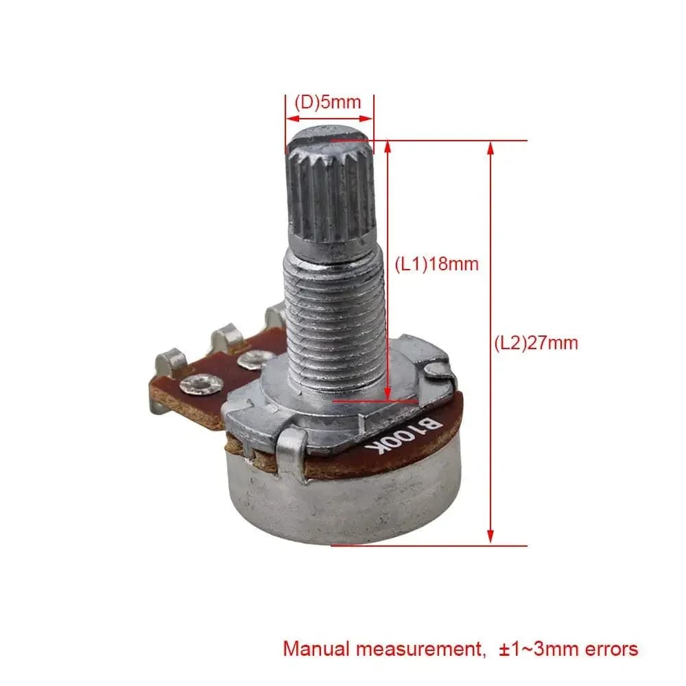 Amplificateur d'arbre à 3 broches, 18mm, double potentiomètre stéréo, 10 pièces, A10k A100K A250K A500k B100K B250K B500K