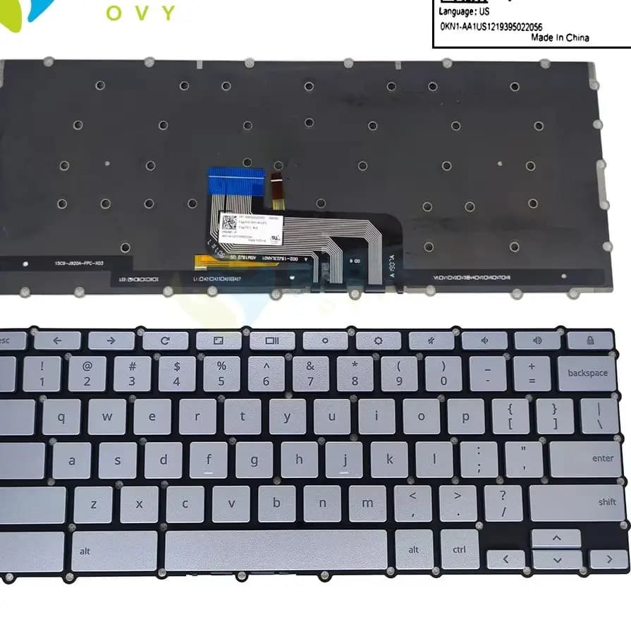 Clavier Azerty rétroéclairé C434 US anglais français pour ASUS Chromebook Flip C434TA E10013, touches argentées, nouveau 0KN1-AA1US12
