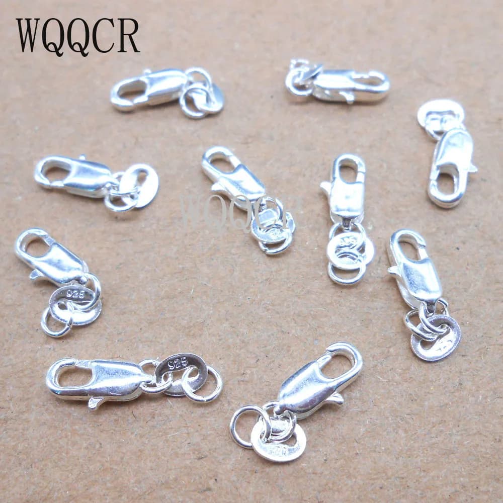 Résultats de bijoux en gros, 20 pièces, fermoirs à homard en argent Sterling 925 pur avec étiquette 925 pour collier + bagues d'ouverture, vente en gros
