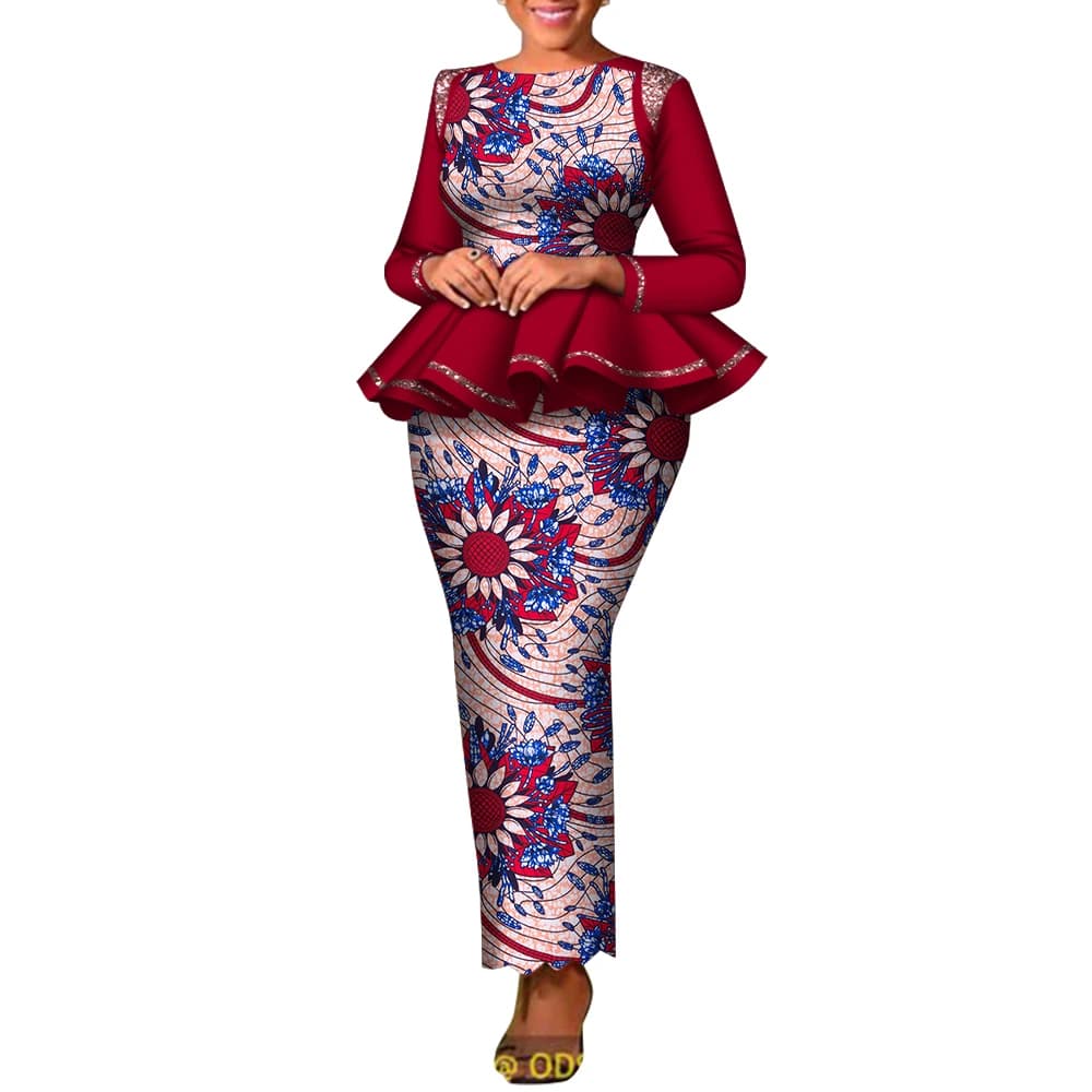 Ensemble 2 pièces pour femmes, vêtements traditionnels africains, robe de soirée, jupes Dashiki sur mesure, jupes Y +, WY8780