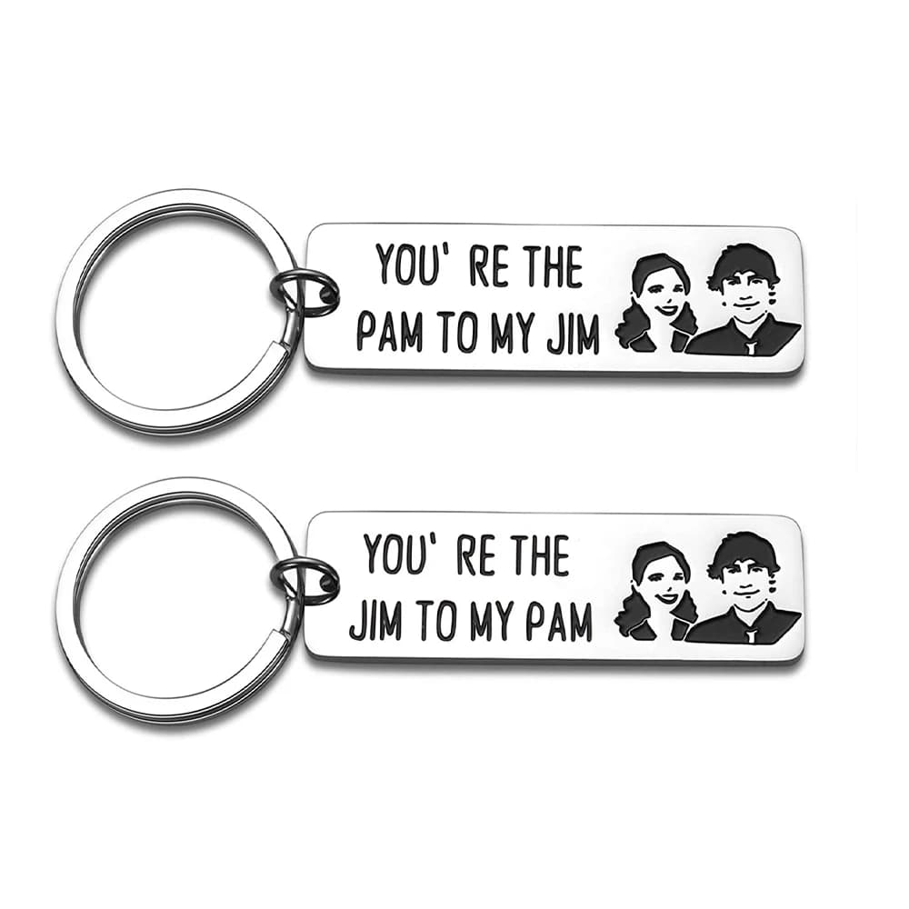 Porte-clés Jim Pam pour couple, cadeaux de bureau, émission de télévision, Noël, anniversaire, fiançailles