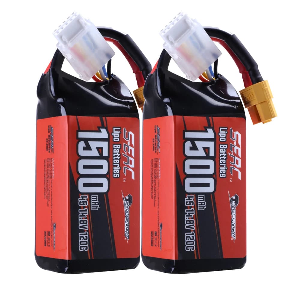 Sunpadow – batterie Lipo 14.8V 4s, 2 paquets, 1100mAh, 1300mAh, 1500mAh, 120C, souple, avec prise XT60, pour modèle RC, Batteries de course et de loisirs
