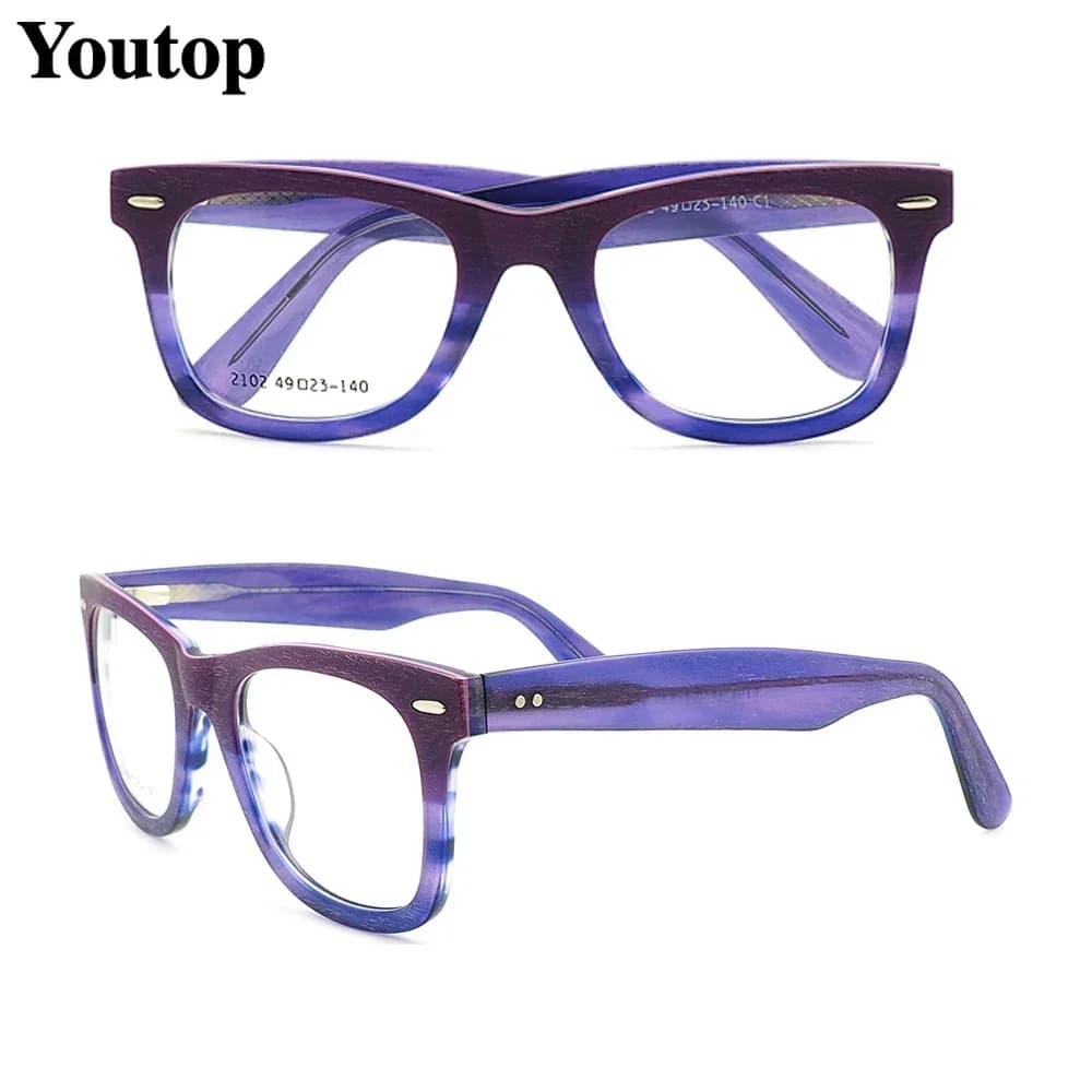 Lunettes carrées Vintage pour femmes et hommes, monture en acétate optique, rétro, ronde, violet, bleu, Prescription