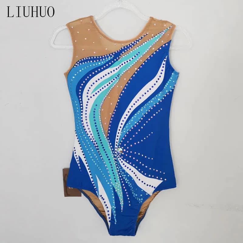 LIUHUO adolescents diamants cristaux filles maillots de bain enfants bleu enfants adolescents Teamwear BD993