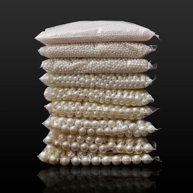 MINGXUAN 100 pièces 200 pièces perles d'imitation blanches 4-14mm perles beiges en vrac fabrication de bijoux à la main perles épingle à cheveux boucles d'oreilles bricolage