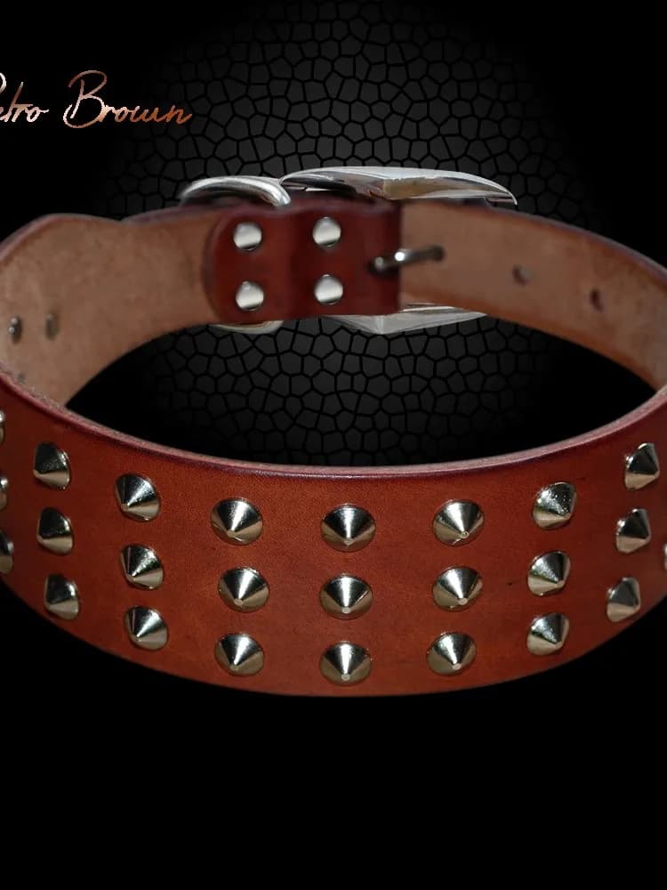 Rivets cloutés collier de chien colliers de chien en cuir pour petits moyens grands chiens colliers pour animaux de compagnie marron durables pour bouledogue Pitbull Boxer