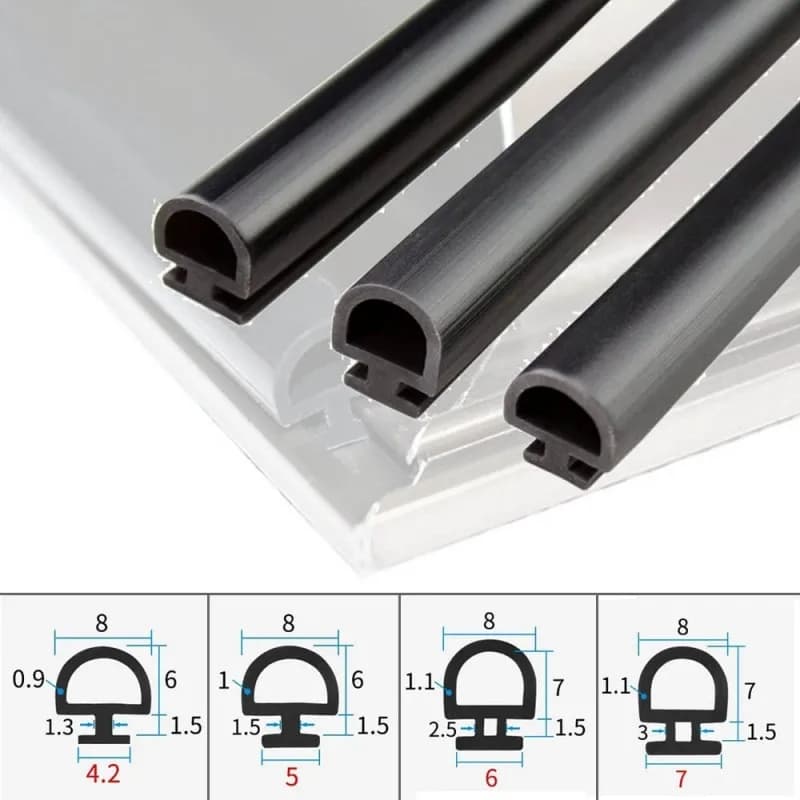 Bandes d'étanchéité EPDM de 5/10 m de long, largeur inférieure de 5/6/7 mm, pour ponts thermiques en aluminium, portes/fenêtres, économie d'énergie et isolation des portes