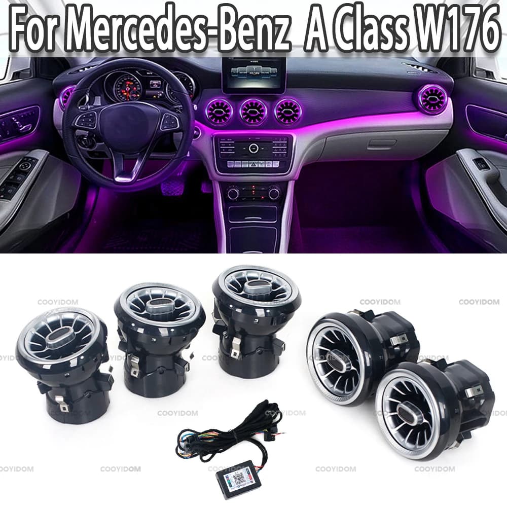 Voiture 12 couleurs LED climatisation évent sortie Turbine évent pour Mercedes Benz A B CLA GLA classe W117 W156 W176 W246