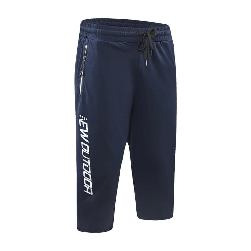 2021 hommes Sport pantacourt cordon fermeture éclair poches entraînement course 3/4 pantalon de survêtement lettre impression Gym 7 Points pantalon