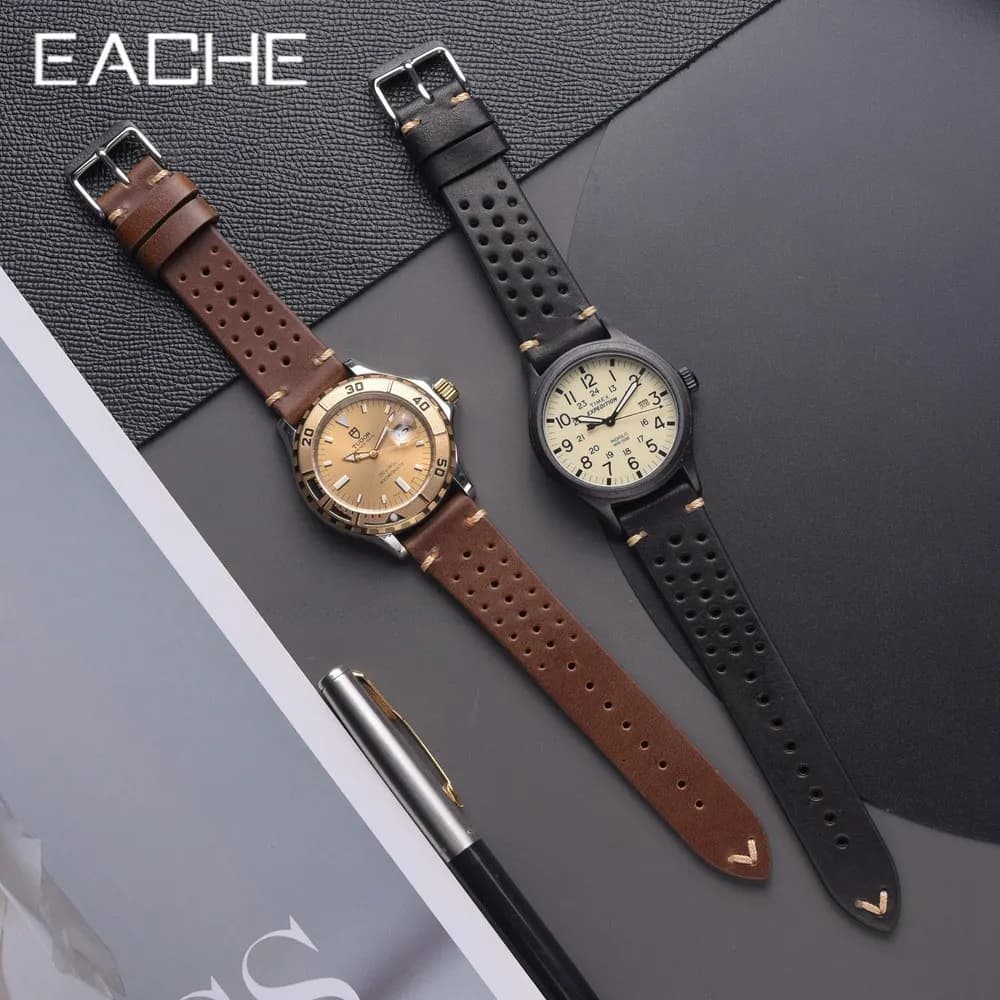 EACHE Design bracelets de montre de rallye en cuir Vintage marron 18mm 20mm 22mm bracelet de montre accessoires de montre