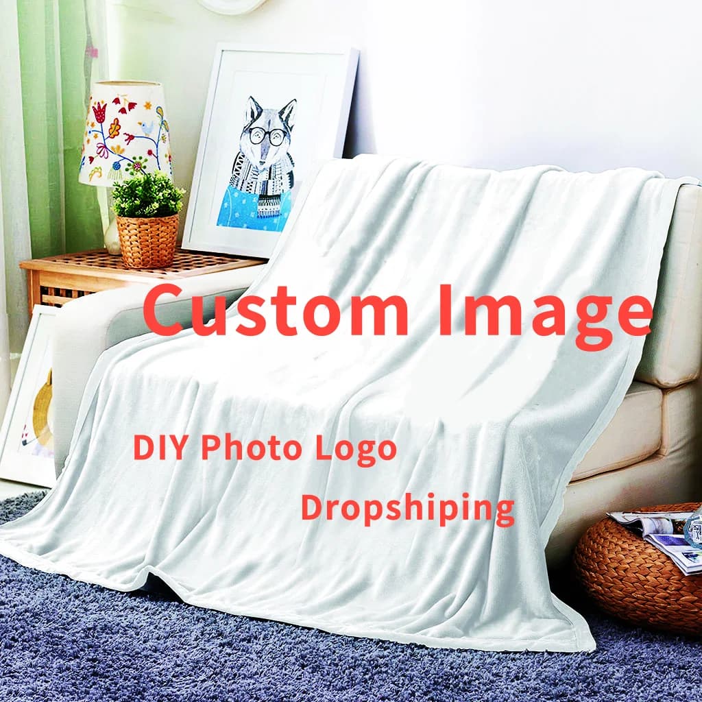 Couverture en flanelle épaisse avec Logo Photo personnalisé, couverture douce d'anime pour canapé, cadeau, bricolage, couverture de lit douce et chaude