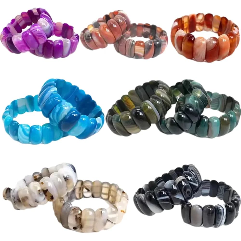 Bracelets en pierres précieuses d'agate naturelle véritable pour femme, perle rectangulaire en cristal pour femme, bracelet en onyx, 10x25mm