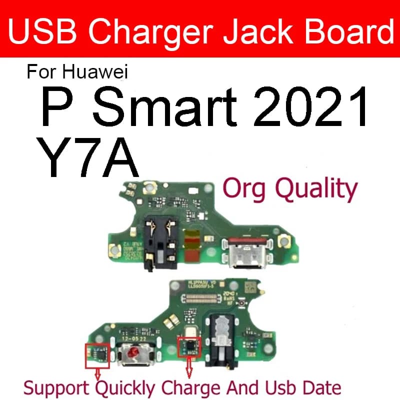 Carte de Charge de prise Usb avec pièces de rechange de Microphone, pour Huawei P Smart 2021 Y7A
