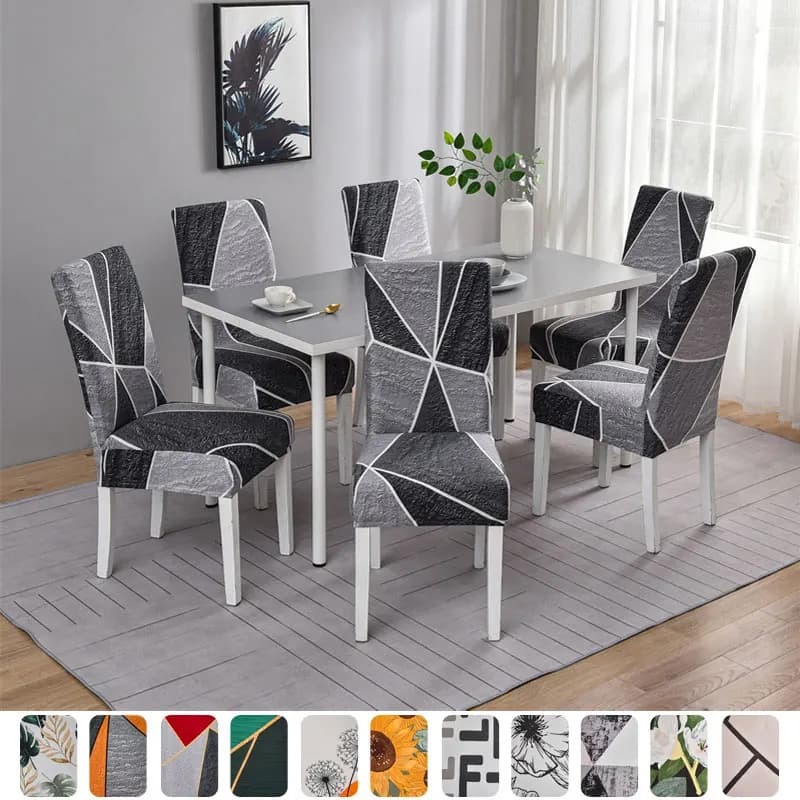 Housse de chaise extensible à imprimé géométrique pour salle à manger, bureau, banquet, protège-chaise, housse de fauteuil en tissu élastique