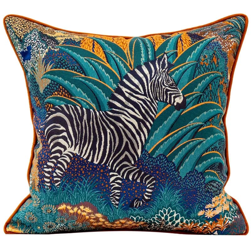 Housse de coussin décorative DUNXDECO, taie d'oreiller moderne de luxe, motif zèbre de la jungle, design artistique en jacquard, pour canapé, chaise, literie, décoration.