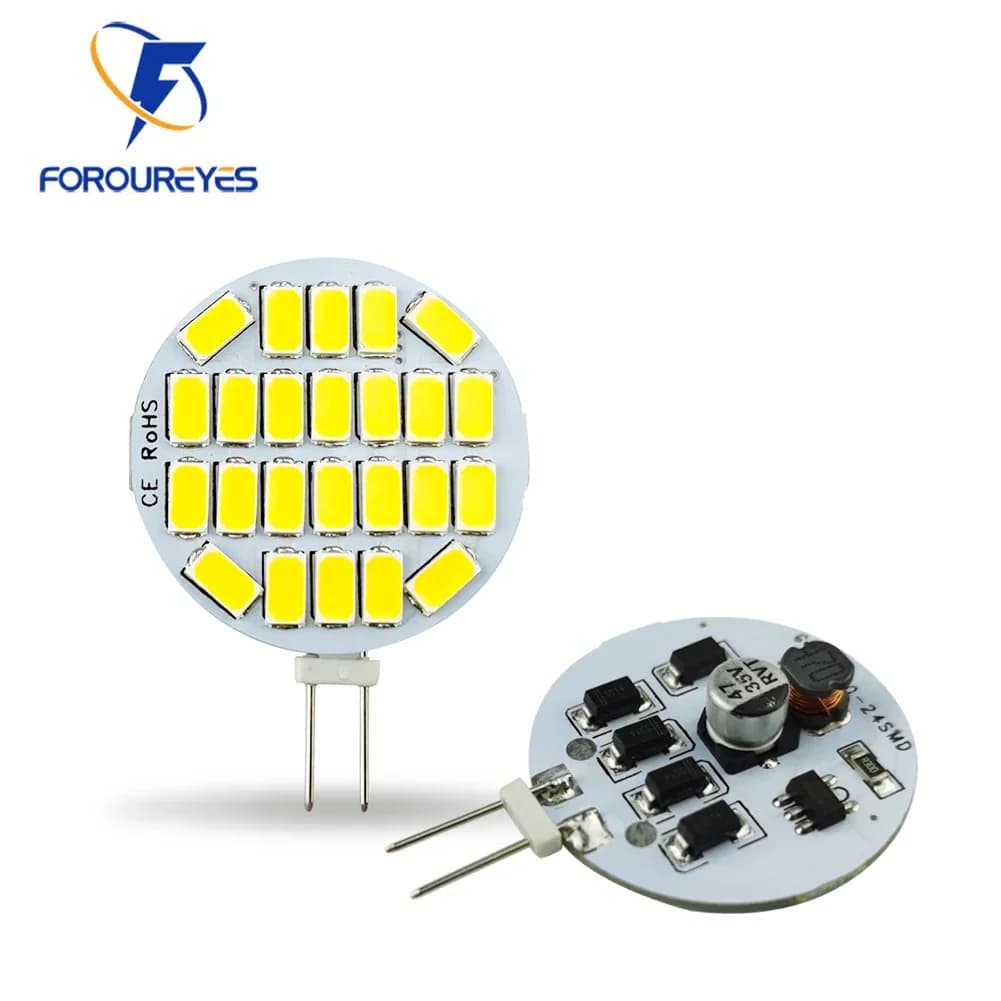 Ampoule de projecteur ronde LED G4, AC12V 24V, 2W 3W 5730 15/24led, sans scintillement, pour hotte de cuisine, remplacement de lampe halogène 20W