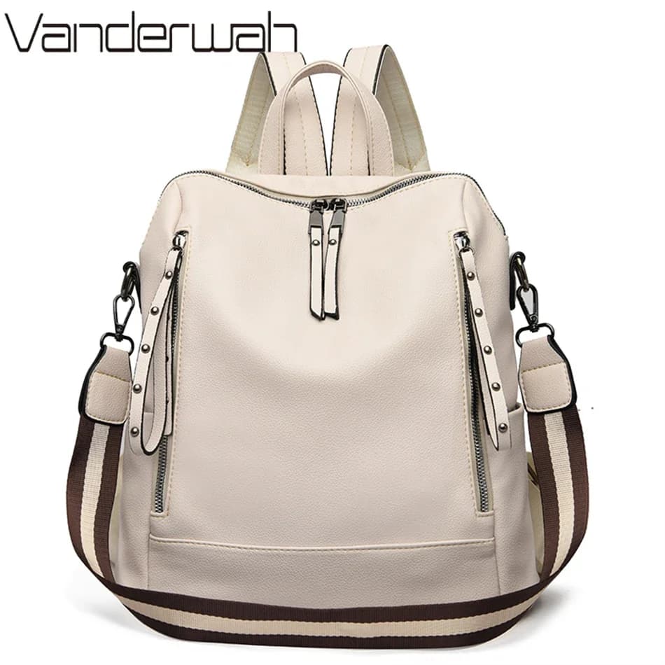 Sac à Dos de marque de luxe en cuir souple, étanche, Style Preppy, Sac multifonction pour jeunes étudiants