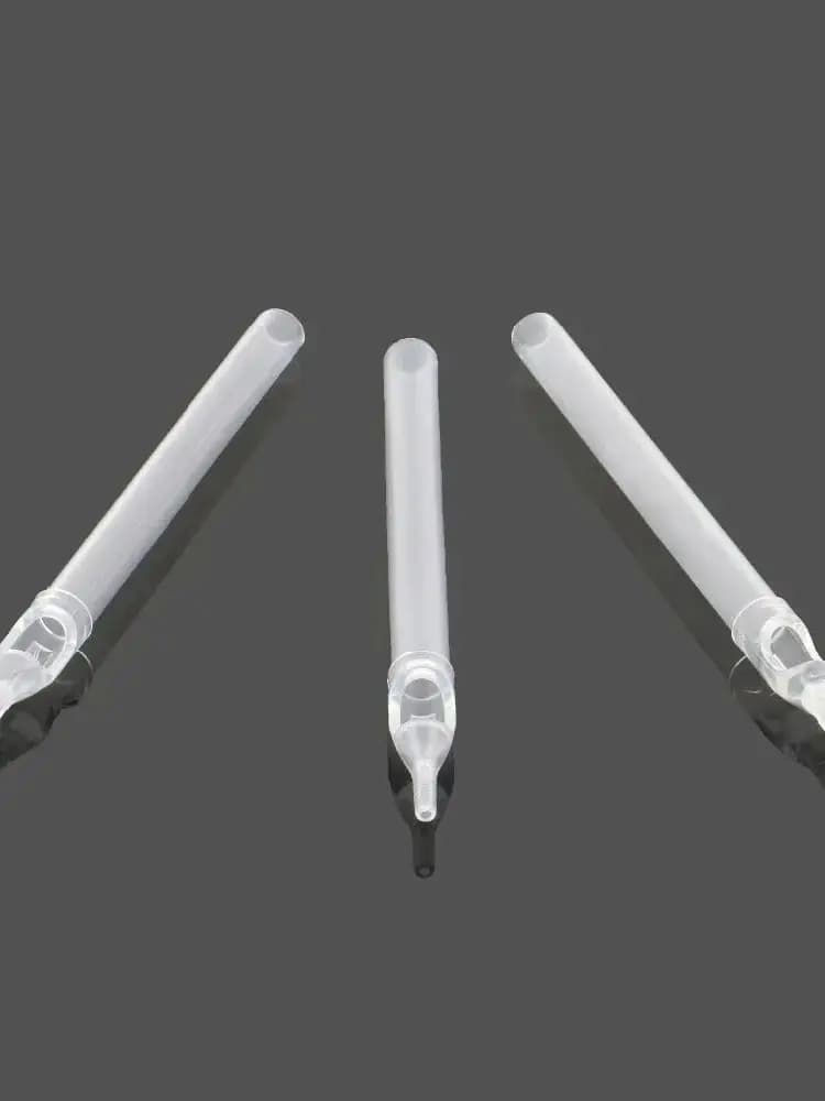 100/50pcs longs pointes d'aiguilles de tatouage jetables stérilisés blanc longs Tubes de pointe de tatouage pour Machine à tatouer poignée aiguille fourniture de tatouage