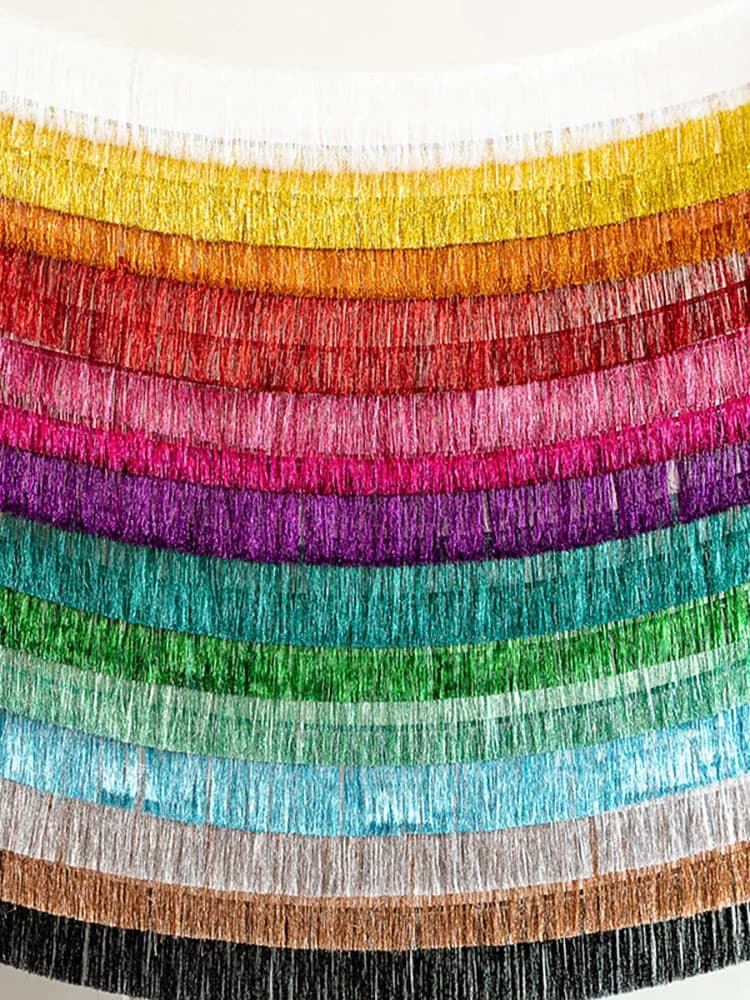 Guirlande de franges en feuille métallisée de qualité supérieure, créative, 2M, 4 couches, bannière en feuille pour fête d'anniversaire, décoration de mariage, décoration murale de Noël pour la maison